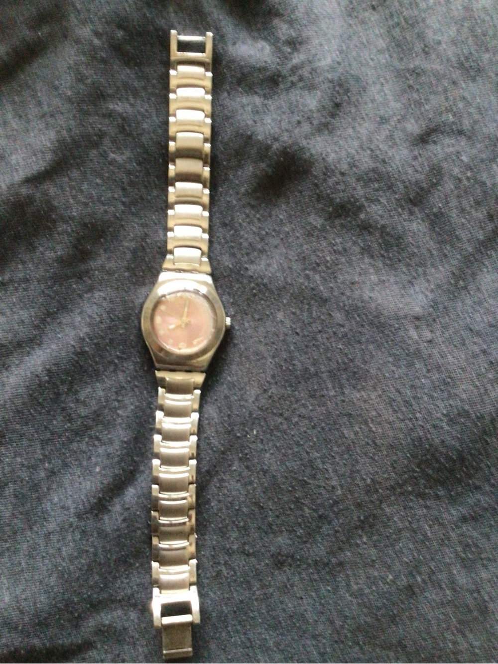 Swatch Silver Bracelet Watch with Pink Dial